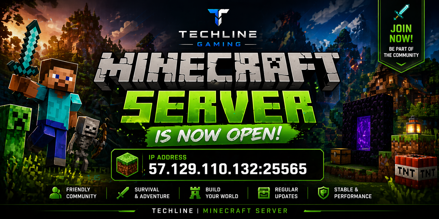 Techline Minecraft Server is Now Open ⛏️
